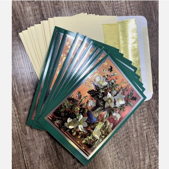 Vintage Prestige Collections 11 Christmas Cards and 11 Foil Lined Envelopes - Picture 1 of 8